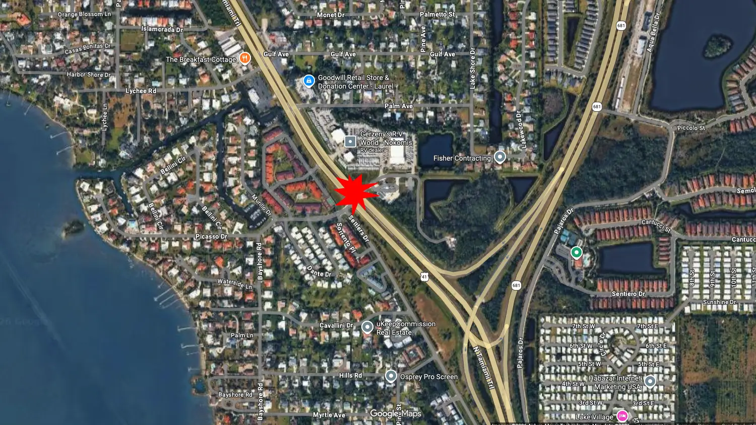 Left-Turn Crash on U.S. 41 at Bayshore Drive Kills Motorcyclist in Sarasota County